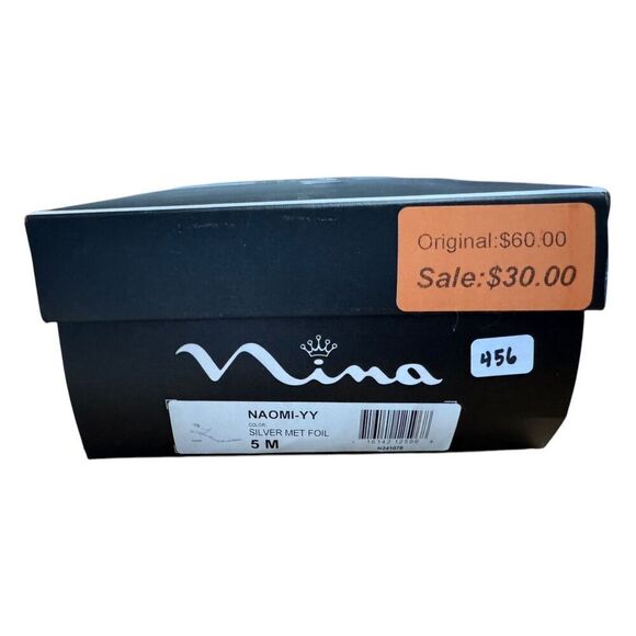 Nina Naomi Rhinestone Open Toe Block Heel Silver Wmns Size 5M - WORN ONCE - Picture 8 of 8